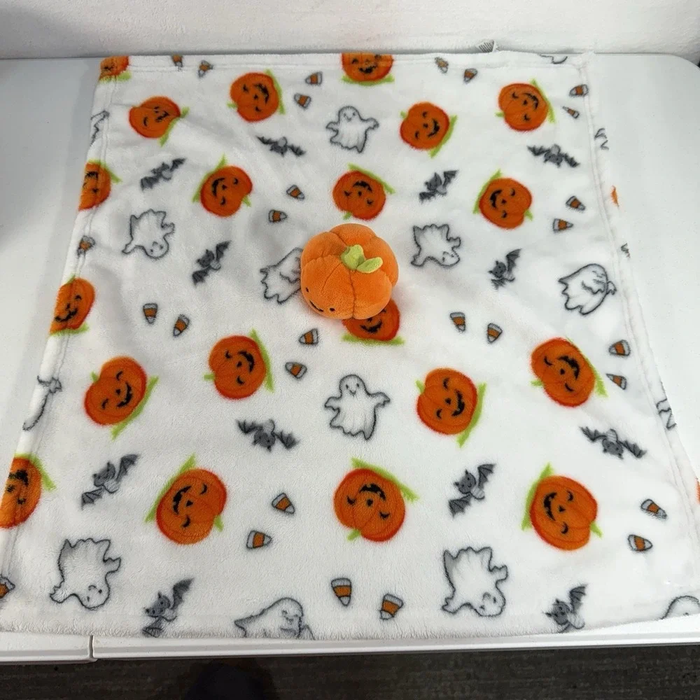 Little Me Pumpkin Halloween Lovey Security Blanket Bats Ghost Candy Corn Holiday